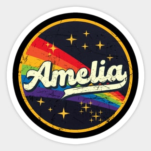 Amelia // Rainbow In Space Vintage Grunge-Style Sticker